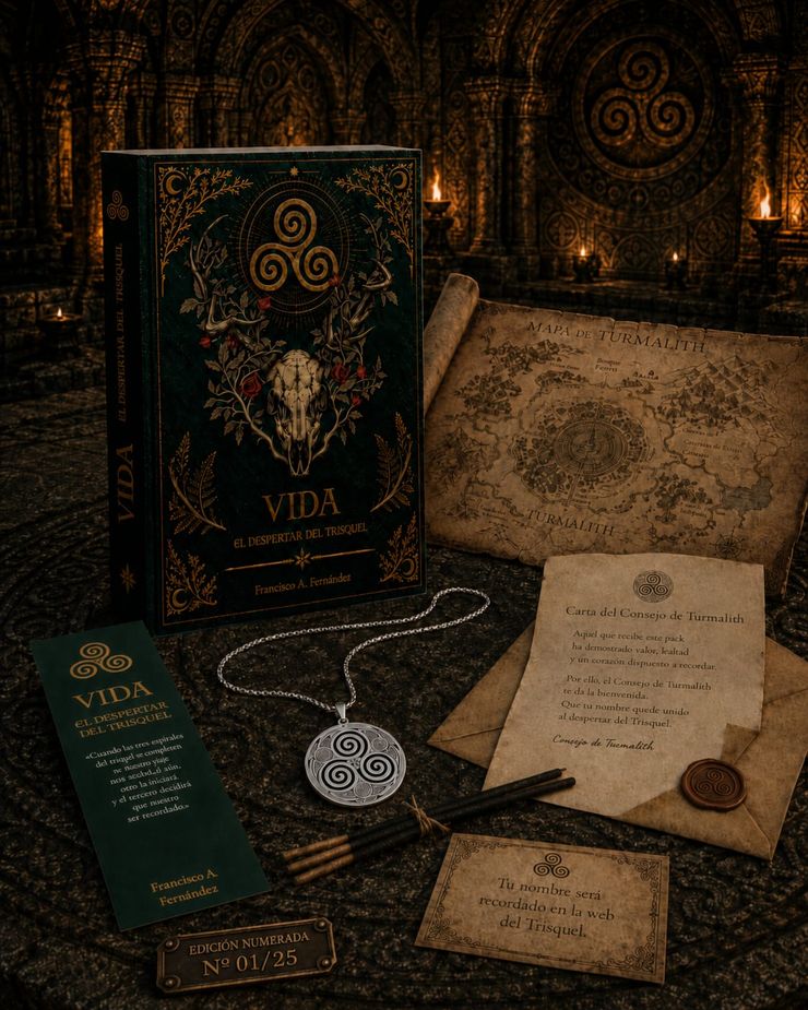 Pack Trisquel: edición numerada con mapa de Turmalith, medallón y carta del Consejo